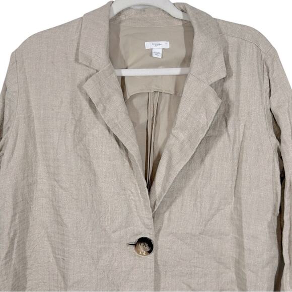 J.Jill Linen Chore Jacket Medium Petite | Lightweight Tan Beige Business Casual - Picture 3 of 13